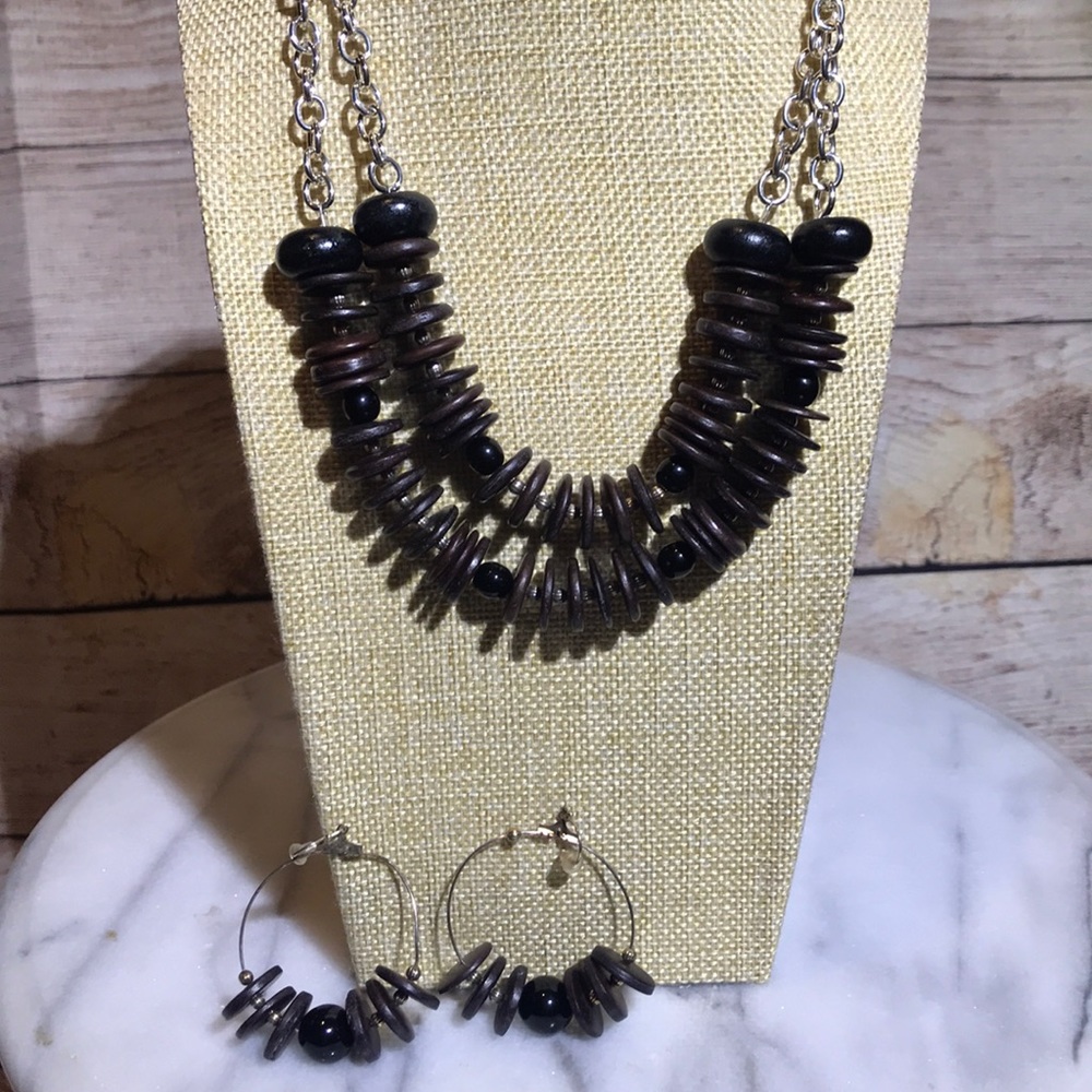 Wooden Necklace & Earring Set